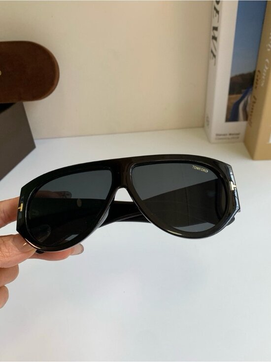 Tom Ford Black Sunglasses with Gold T-Detail main image 8